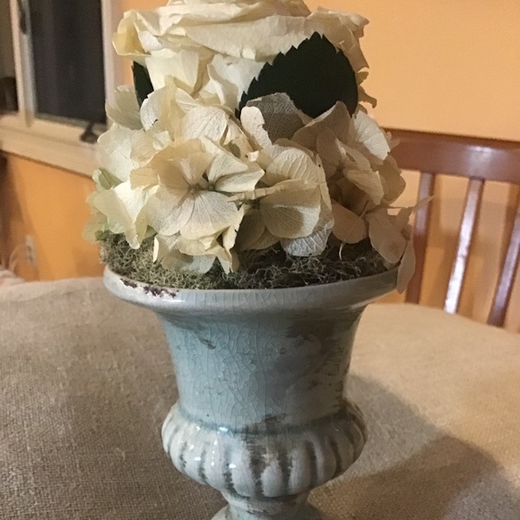 Gorgeous Ceramic Vase Pedestal Urn Dried Flowers Moss Crackled Finish - Picture 1 of 2